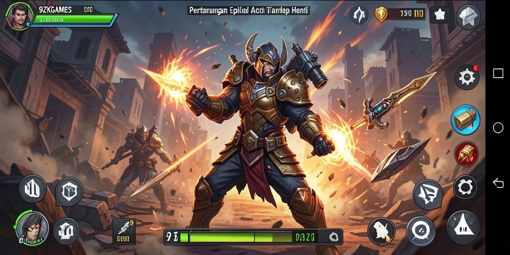 Tangkapan layar menunjukkan pertarungan mendebarkan dalam 9ZKGAMES.