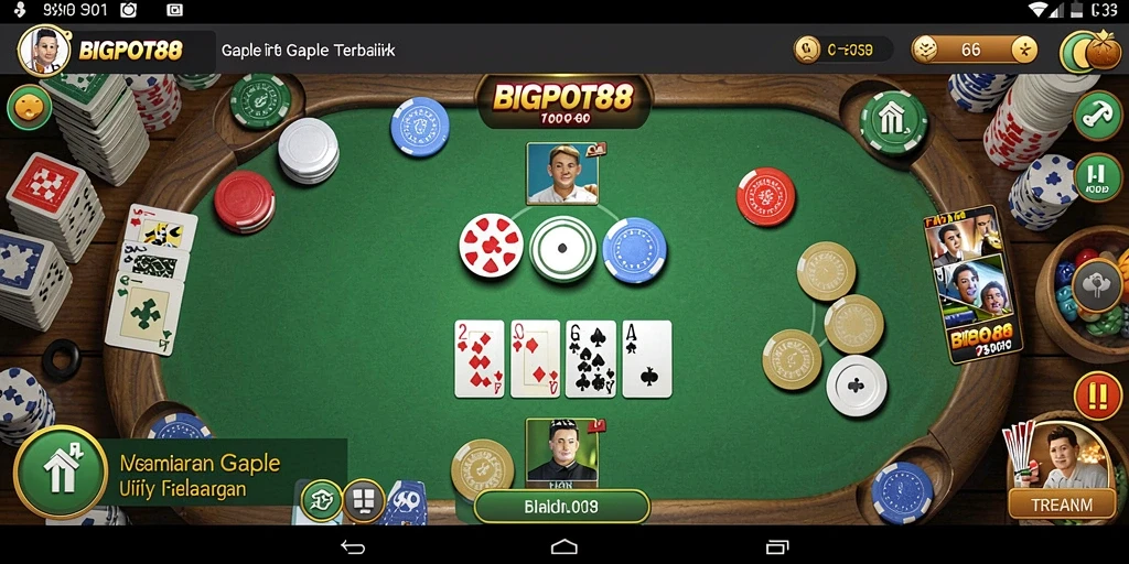 Screenshot gameplay BIGPOT88 menampilkan suasana seru bermain Gaple.