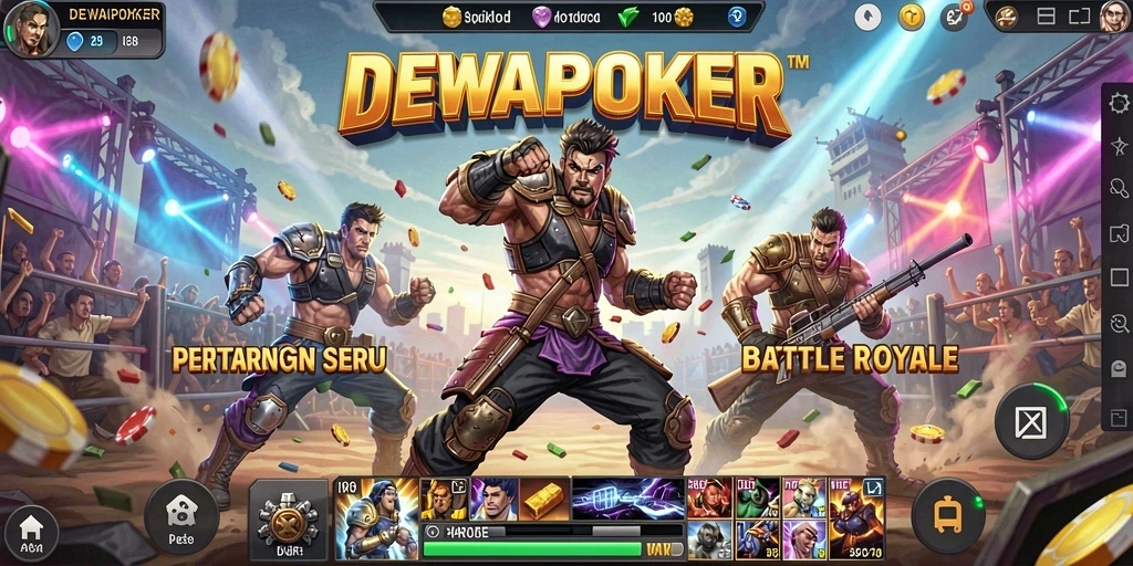 Screenshot gameplay DEWAPOKER yang penuh aksi Battle Royale.