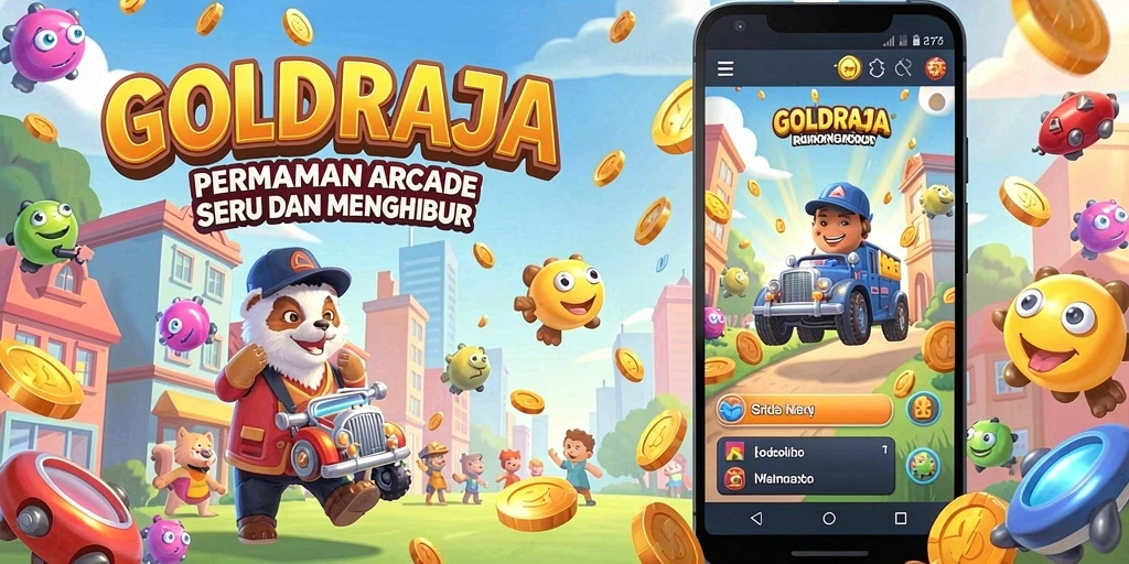 Screenshot utama dari GOLDRAJA menampilkan gameplay seru dengan tantangan Arcade.