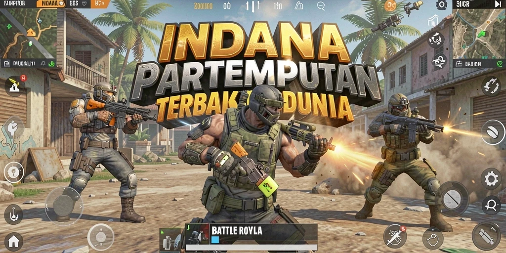 Gambaran gameplay mendebarkan dari <strong>INDAAA</strong> dalam pertempuran Battle Royale.