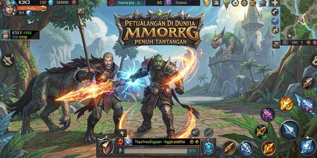 Tangkapan layar K3K3 menampilkan aksi seru dalam pertarungan MMORPG.
