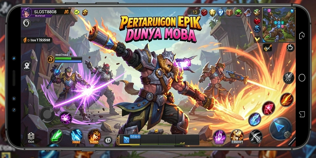 Tampilan gameplay seru di SLOST8808, pertarungan strategis yang mendebarkan.