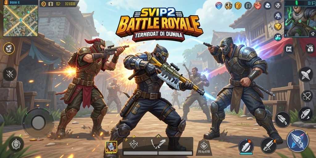 Screenshot gameplay SVIP2 menampilkan pertempuran seru Battle Royale.