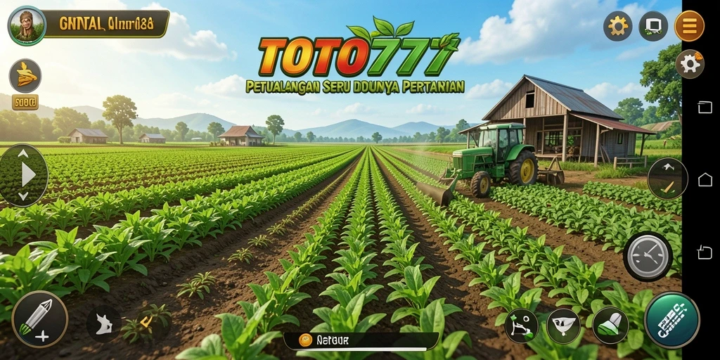 Tampilan gameplay TOTO777 dengan aktivitas bertani yang seru.