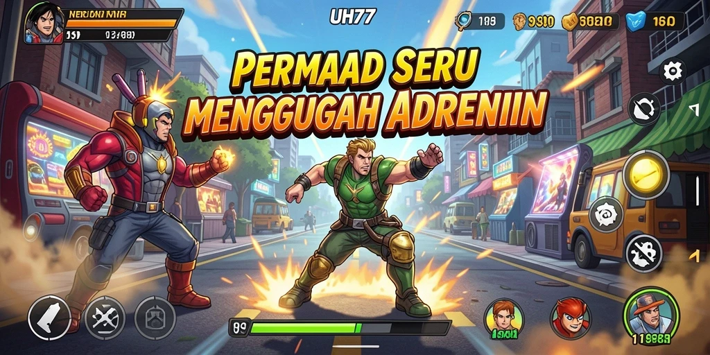 Screenshot UH77 menampilkan pemain yang beraksi dalam tantangan Arcade yang mendebarkan.